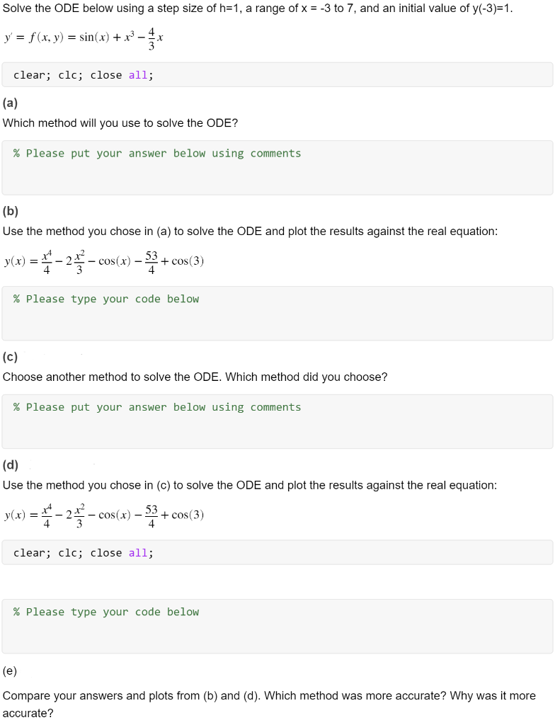 Solved Solve the ODE below using a step size of h=1, a range | Chegg.com