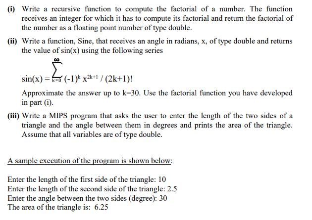 Solved (i) Write a recursive function to compute the | Chegg.com