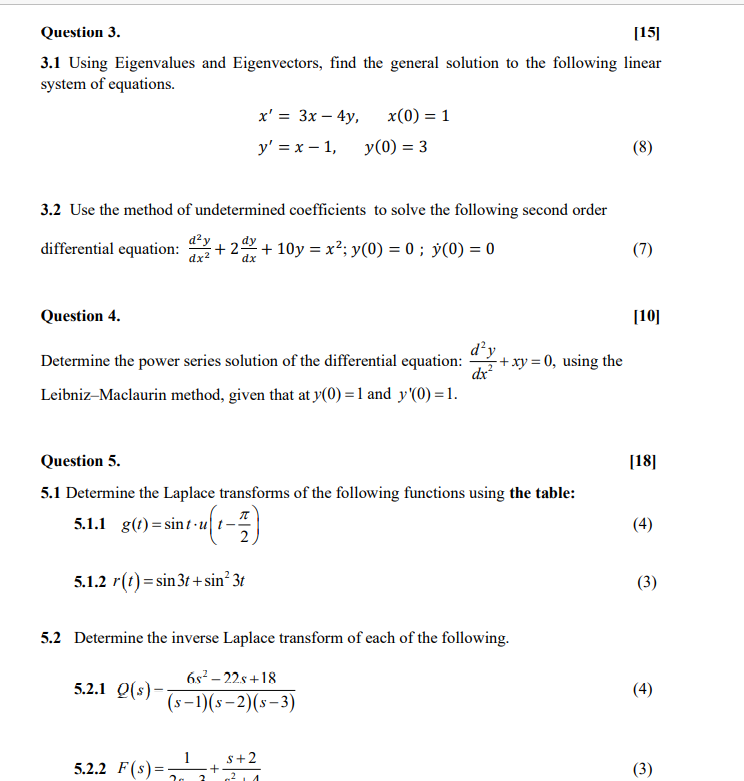 Solved Question 3. [15] 3.1 Using Eigenvalues and | Chegg.com