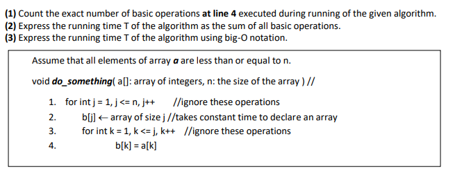 Solved (1) Count the exact number of basic operations at | Chegg.com