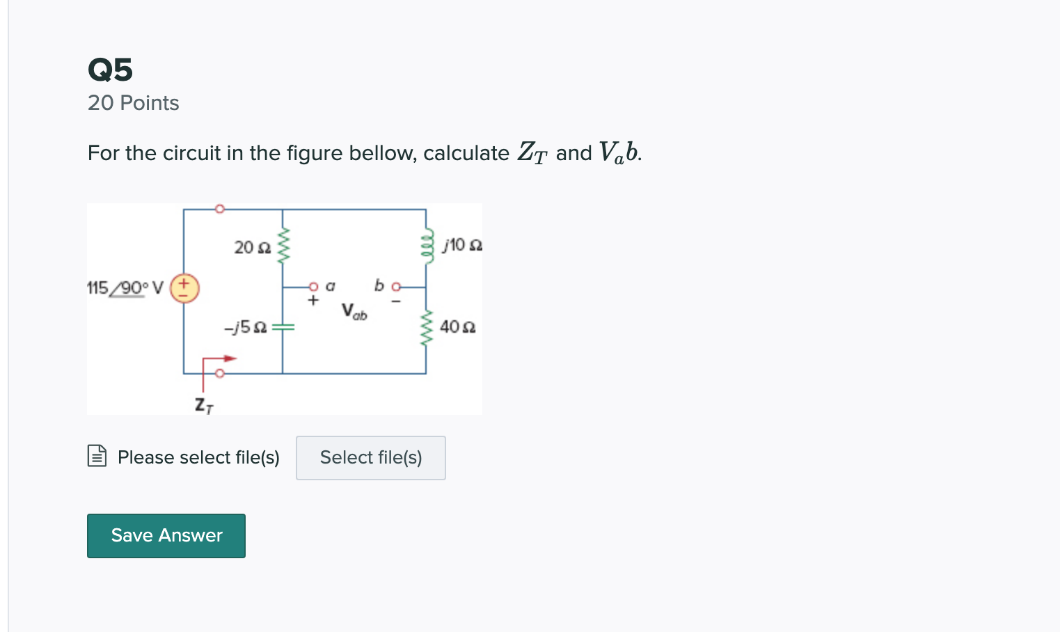 Solved Q5 20 Points For the circuit in the figure bellow, | Chegg.com