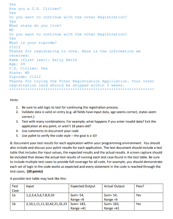 Solved Python Voter Registration Application Code (python | Chegg.com