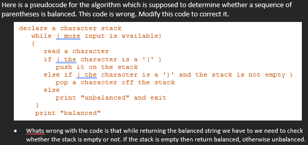 Solved Here is a pseudocode for the algorithm which is | Chegg.com