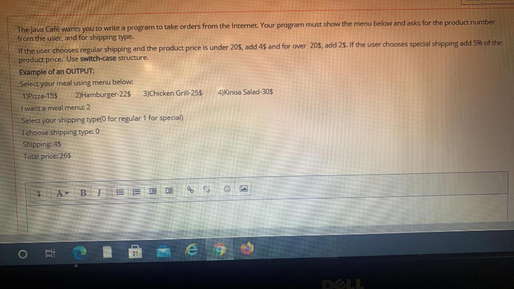 Solved The Java Café wants you to write a program to take | Chegg.com