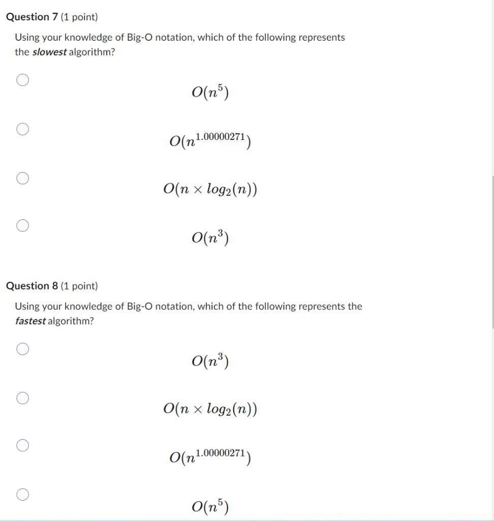 Solved Using your knowledge of Big-O notation, which of the | Chegg.com