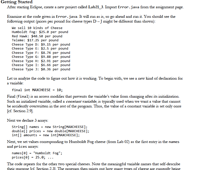 Getting Started After Starting Eclipse Create A New Chegg Com