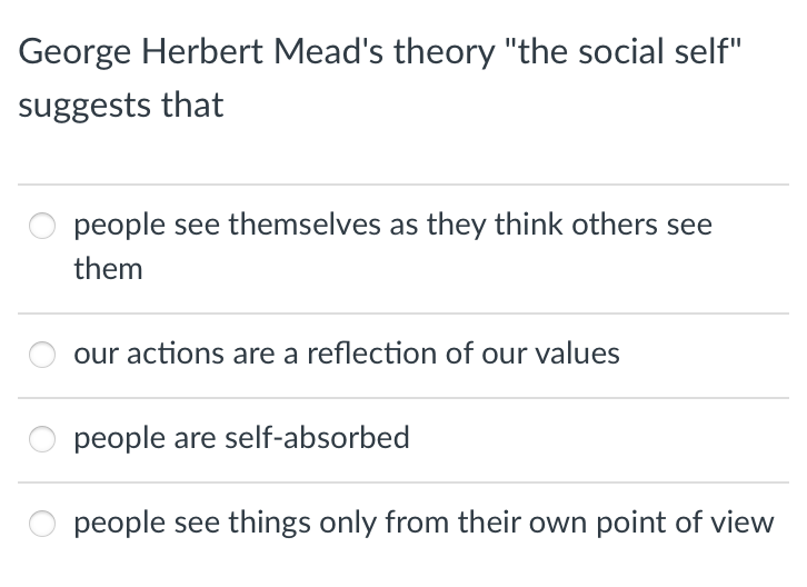 Solved Herbert Mead's theory "the social