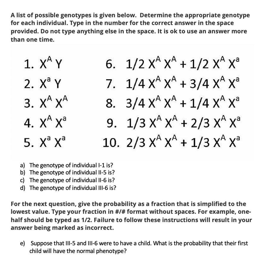 A list of possible genotypes is given below. | Chegg.com | Chegg.com