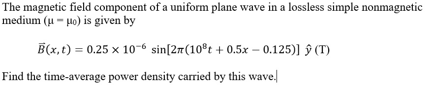 Solved The magnetic field component of a uniform plane wave | Chegg.com