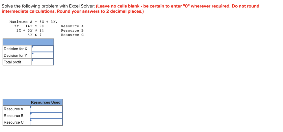 Solved Solve the following problem with Excel Solver: (Leave | Chegg.com