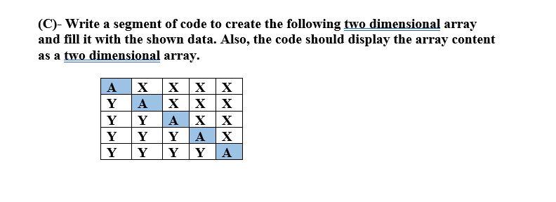 Solved (C)- Write a segment of code to create the following | Chegg.com