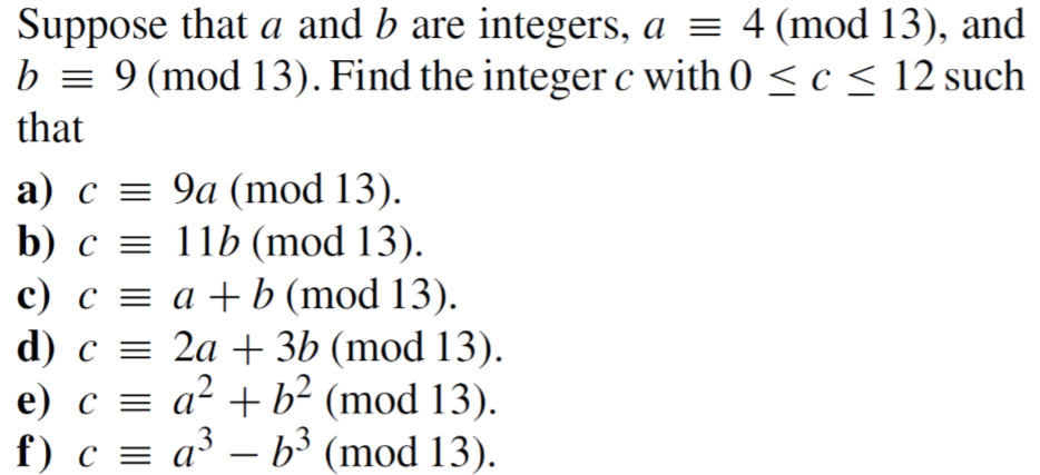 Solved Suppose That â And B Are Integers â 4 Mod 13 And B Chegg Solved Suppose That â And B Are Integers â 4 Mod 13 And B Chegg