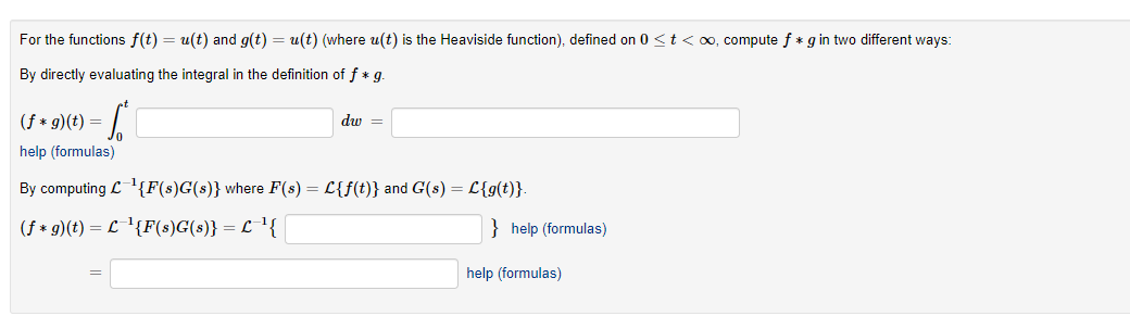 Solved For the functions f(t)=u(t) and g(t)=u(t) (where u(t) | Chegg.com