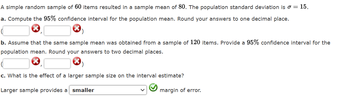 Solved A simple random sample of 60 ﻿items resulted in a | Chegg.com