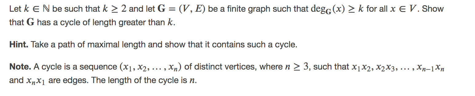 Solved n-1 2 Let G = (V, E) be a finite graph such that |V] | Chegg.com
