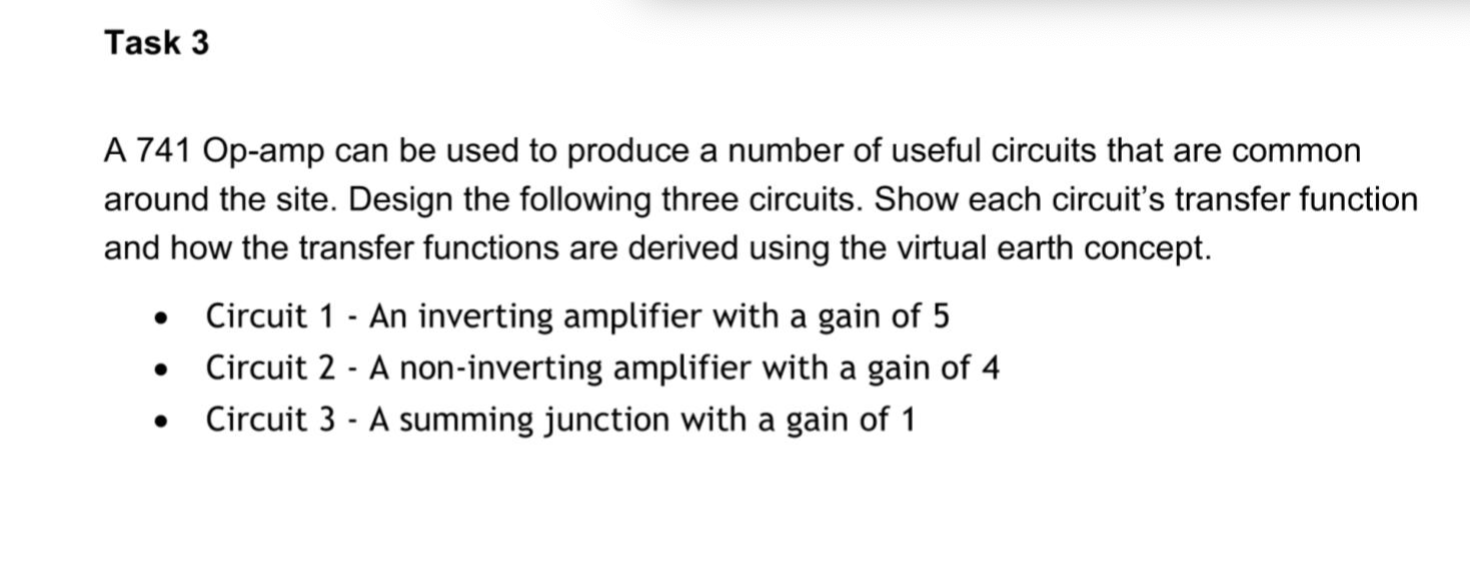 Solved Task 3 A 741 Op-amp Can Be Used To Produce A Number | Chegg.com