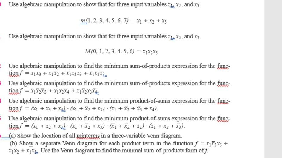 Solved Use algebraic manipulation to show that for three | Chegg.com