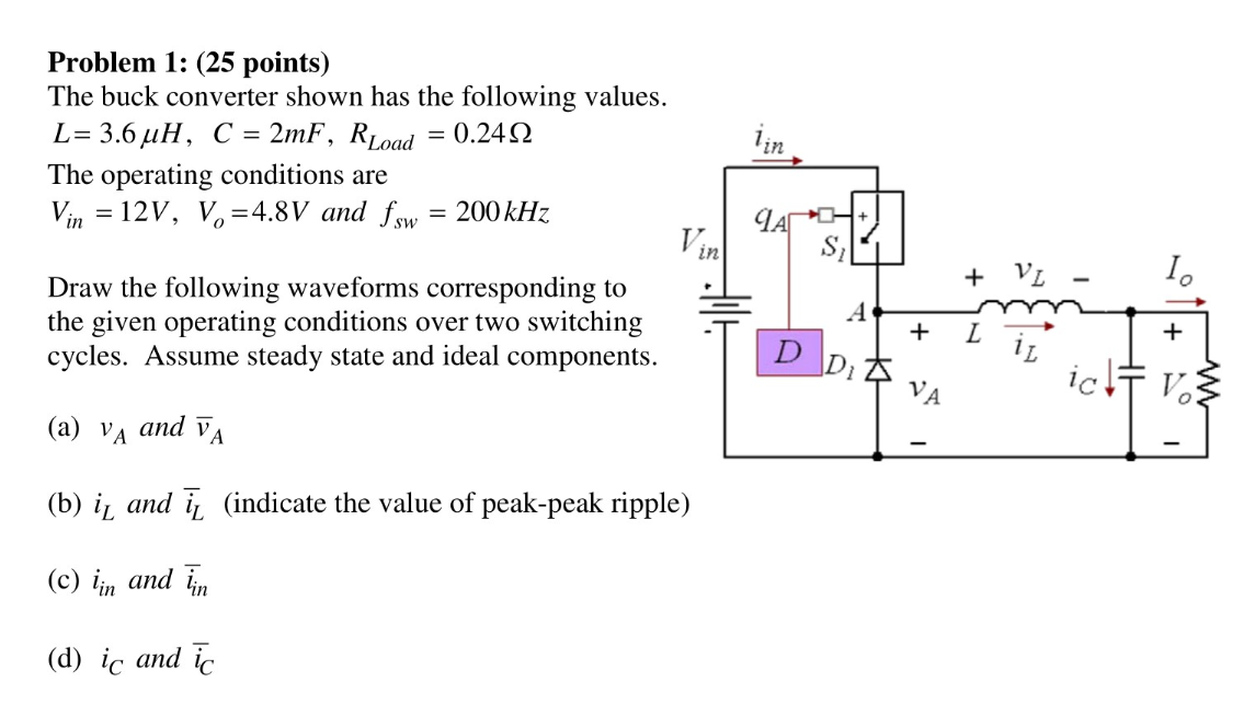 Solved Problem 1 25 Points The Buck Converter Shown Has Chegg