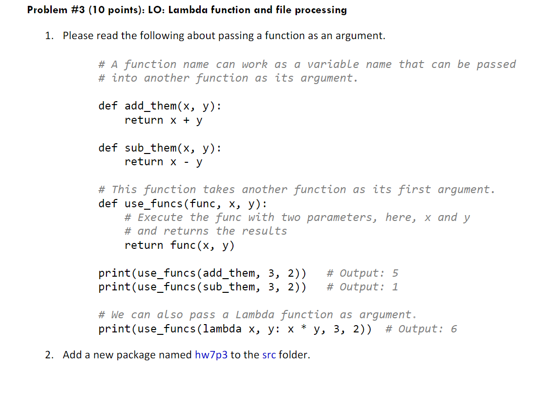 Solved bblem \#3 (10 points): LO: Lambda function and file | Chegg.com