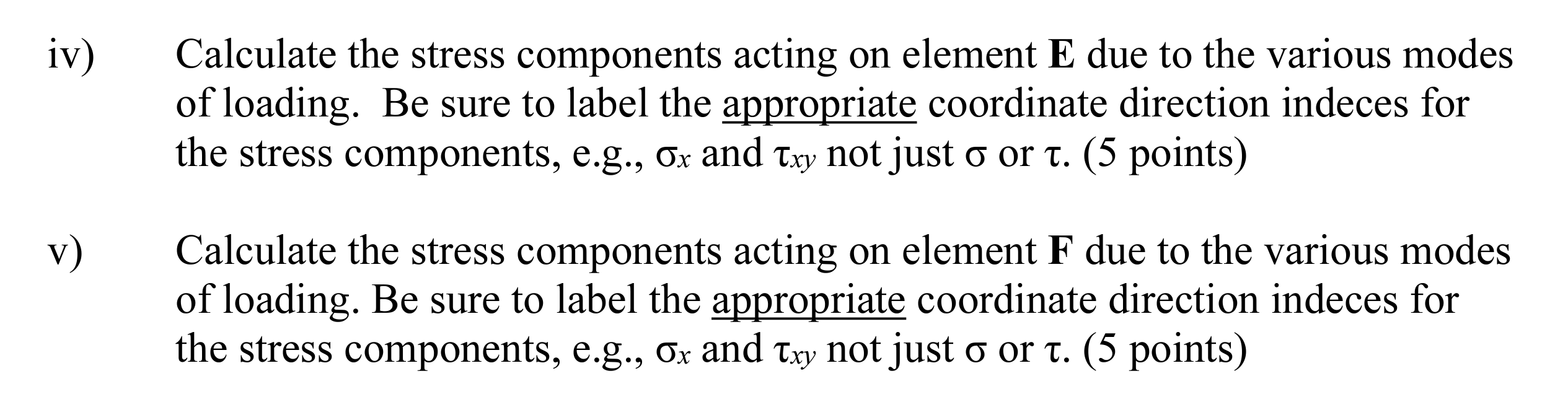 Solved In Figure below, the stress elements labeled E and F | Chegg.com
