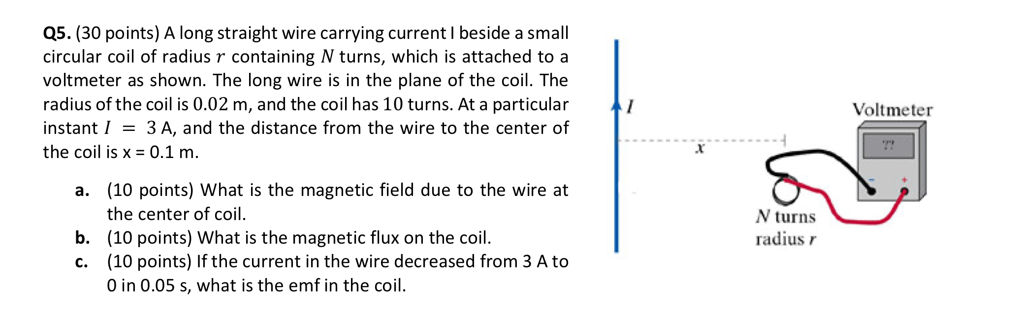 Solved Q5. (30 points) A long straight wire carrying current | Chegg.com