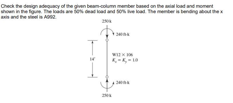 Solved Check the design adequacy of the given beam-column | Chegg.com