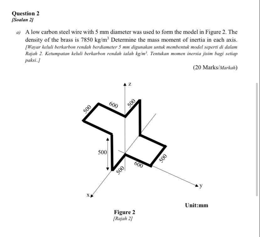 Solved Determine the mass moment of inertia in each axis.