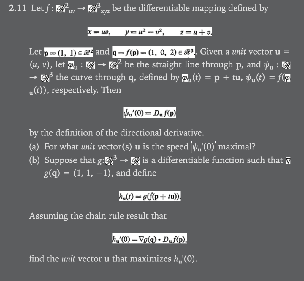 2 11 Letf Uv R Xyz Be The Differentiable Mapping Chegg Com