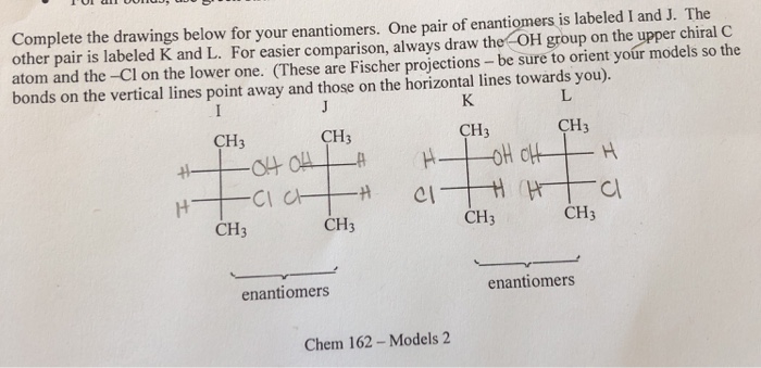 Solved Complete the drawings below for your enantiomers. One | Chegg.com