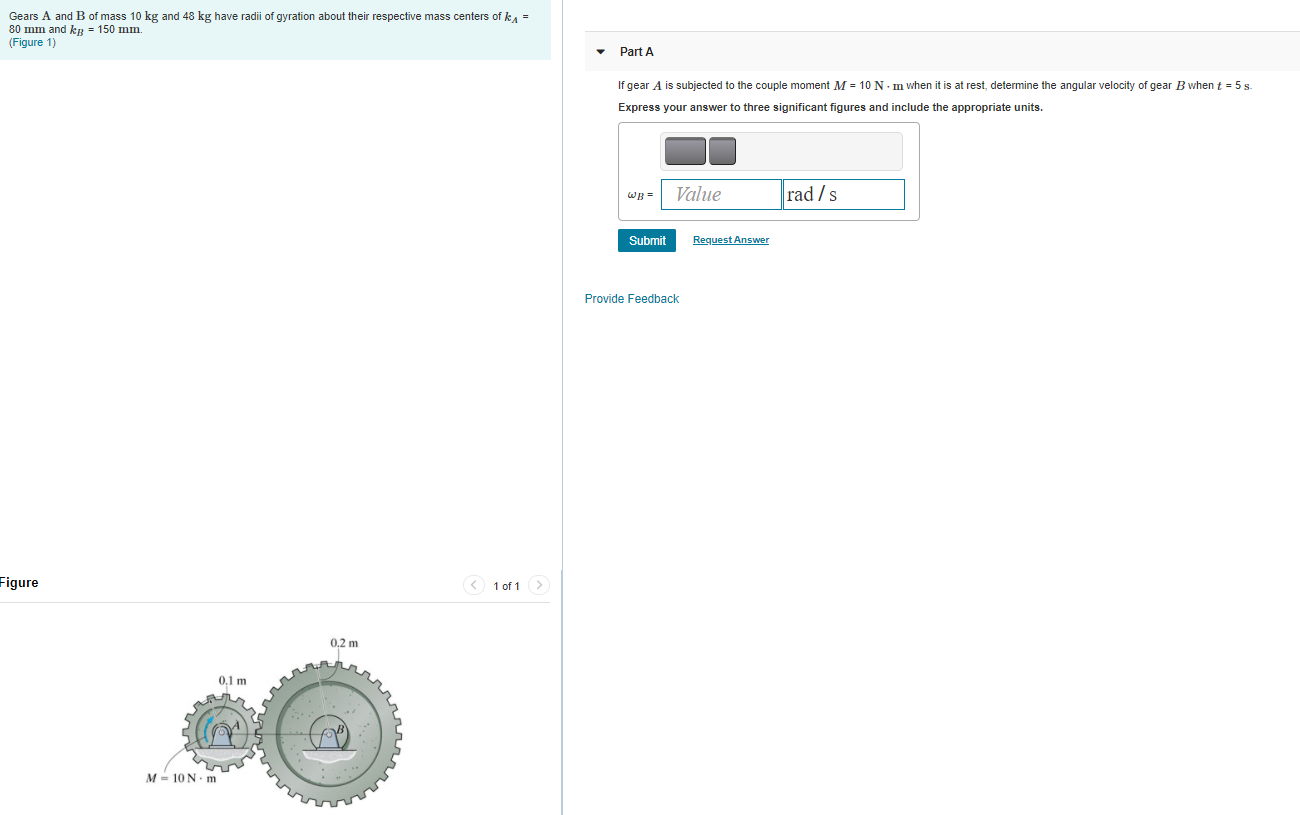 Solved Gears A And B Of Mass 10 Kg And 48 Kg Have Radii Of | Chegg.com