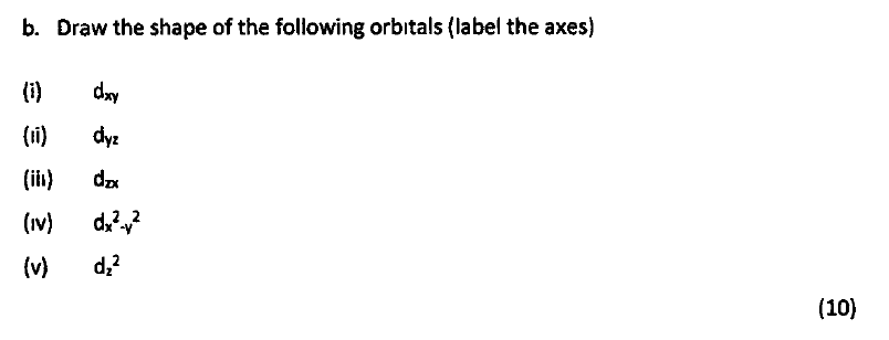Solved b. Draw the shape of the following orbitals (label | Chegg.com