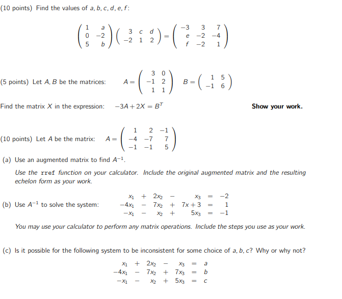 Solved (10 Points) Find The Values Of A, B, C, D, E, F: 0 5 | Chegg.com