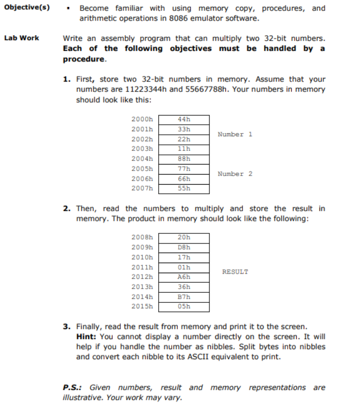 Solved Objective(s) • Become familiar with using memory | Chegg.com