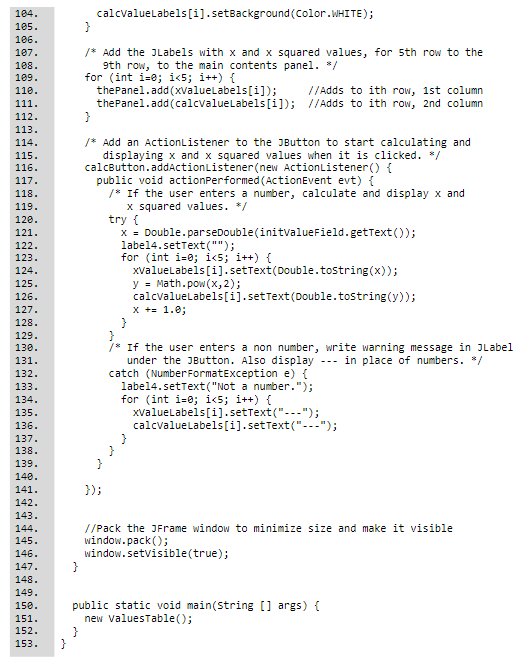 Solved Line # Java Code 3. valuesTable has the user input a | Chegg.com