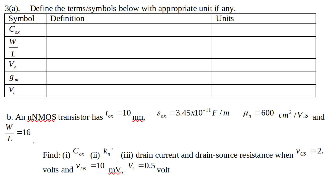 Solved 3 A Define The Terms Symbols Below With Appropri Chegg Com