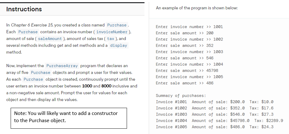 Solved Java - please confirm code for both Purchase.java and | Chegg.com