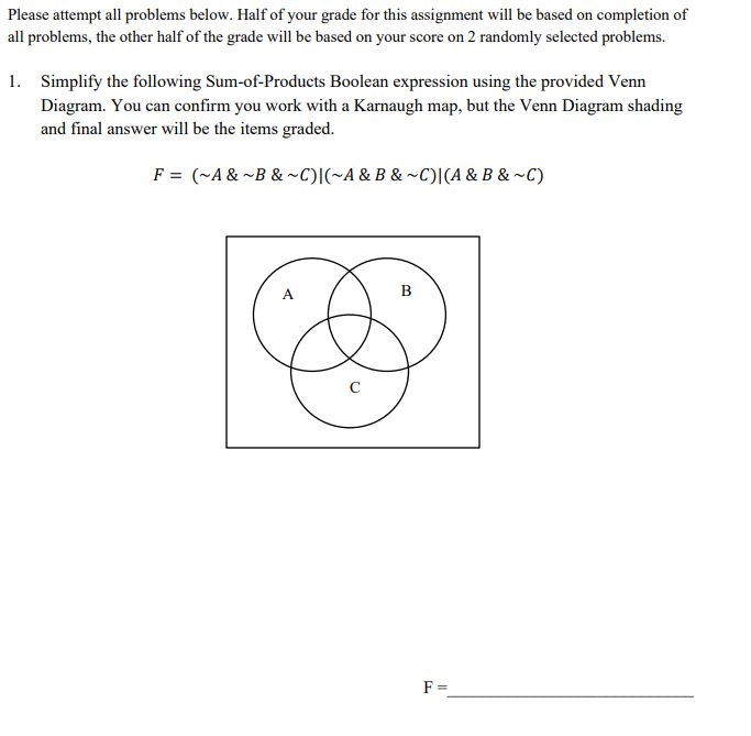 Solved In all the Karnaugh map problems of this assignment