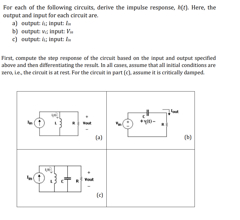 Solved For Each Of The Following Circuits, Derive The | Chegg.com