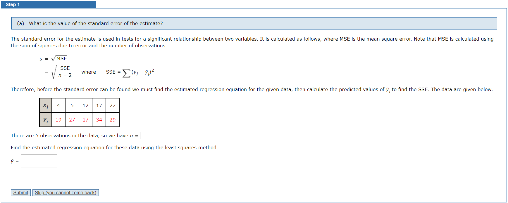 Solved Step 1 (a) What is the value of the standard error of | Chegg.com