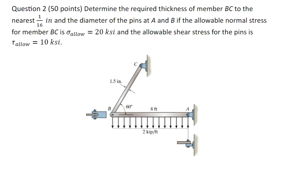 Solved Determine The Required Thickness Of Member BC To The Chegg Com