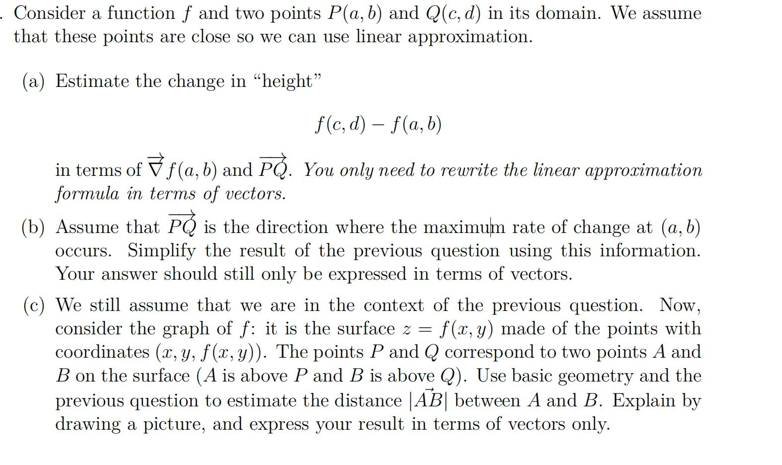 Solved Consider A Function F And Two Points P(a,b) And | Chegg.com