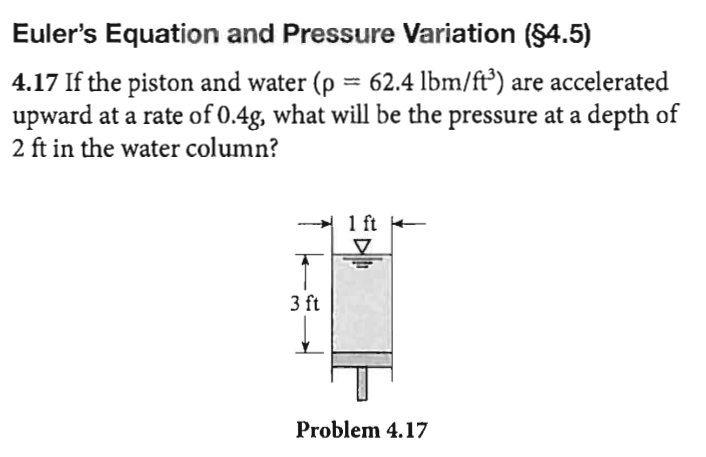 Solved Euler's Equation and Pressure Variation (§4.5) 4.17 | Chegg.com