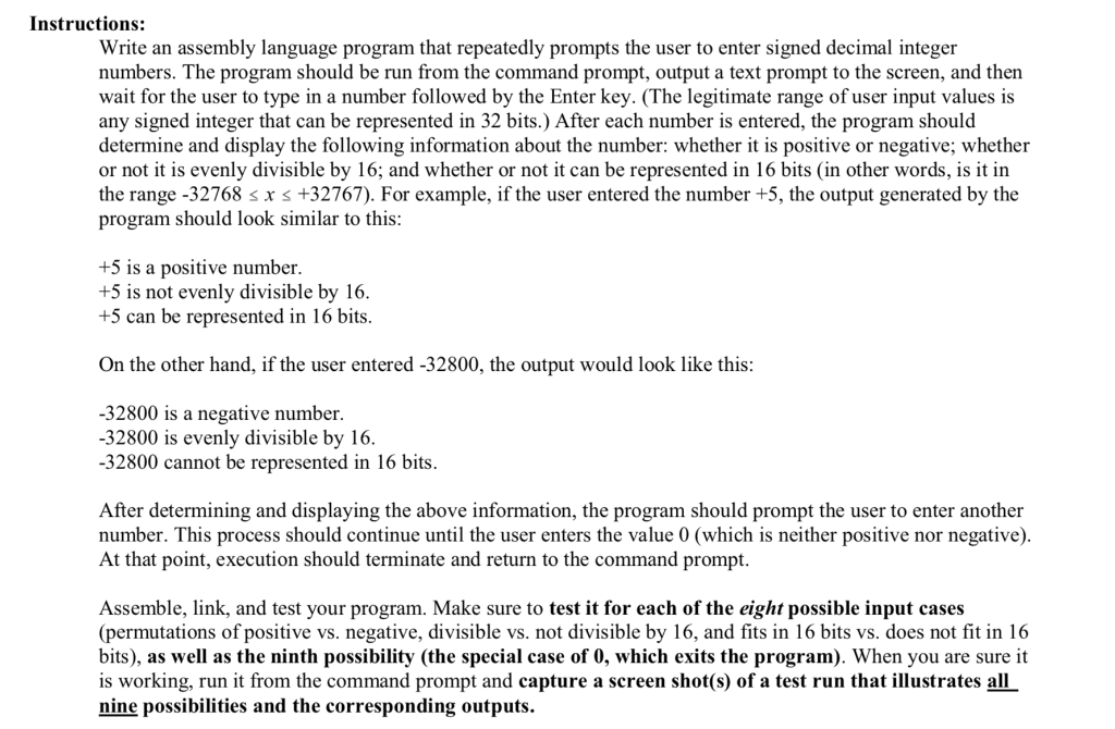 Instructions: Write an assembly language program that | Chegg.com
