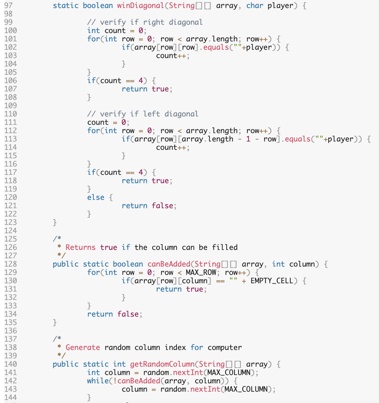 Solved WHY DOES THIS JAVA CONNECT 4 CODE NOT DETECT WHEN | Chegg.com