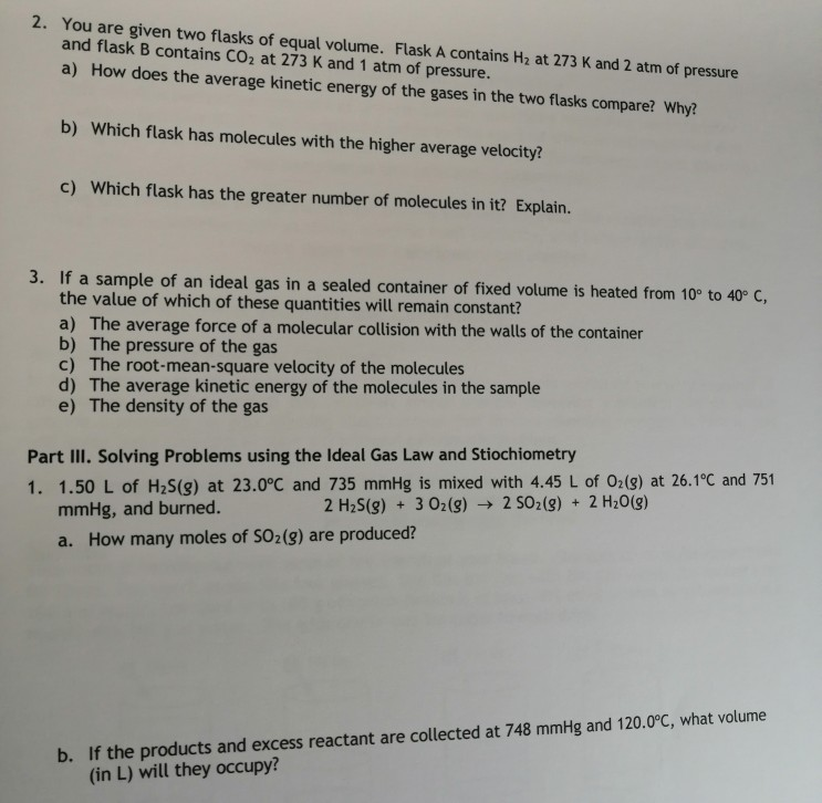 Solved 2. You are given two flasks of equal volume. Flask A