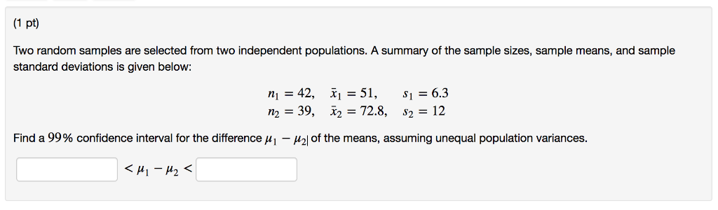Solved Two random samples are selected from two | Chegg.com