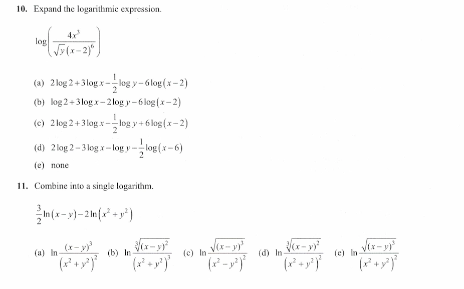Solved 10 Expand The Logarithmic Expression Log To X 2 Chegg Com