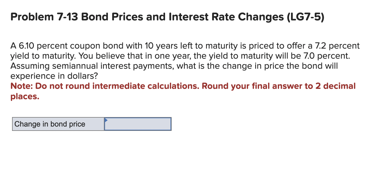 Solved A 6.10 percent coupon bond with 10 years left to