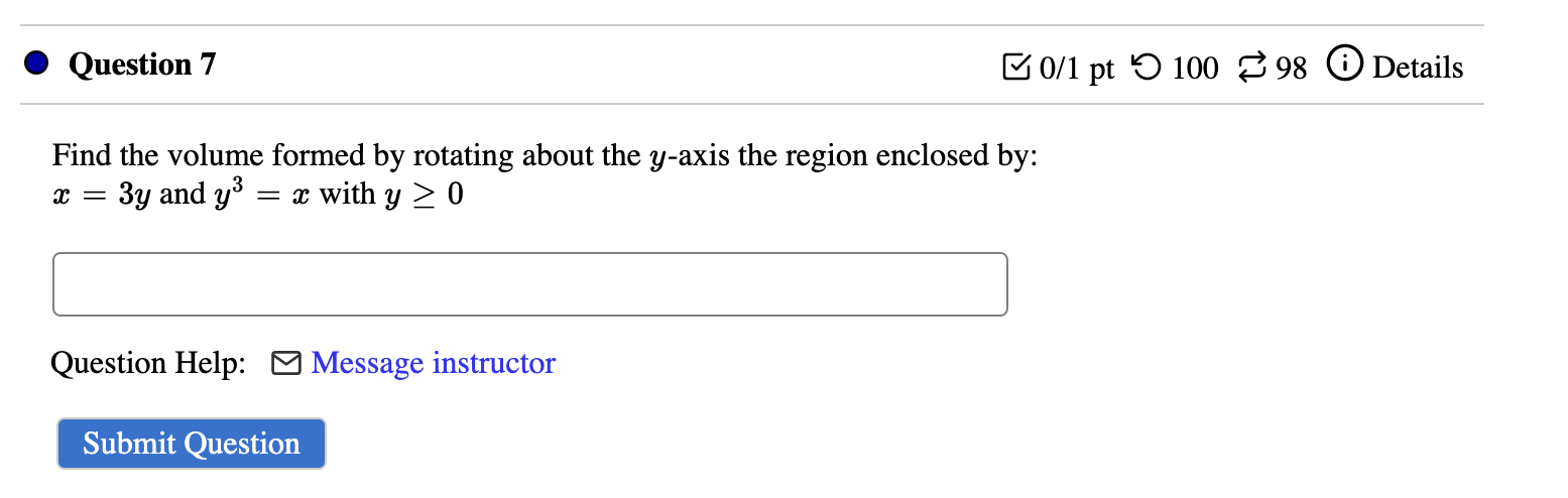 Solved Question 7 B0/1 pt 5 100 398 0 Details Find the | Chegg.com