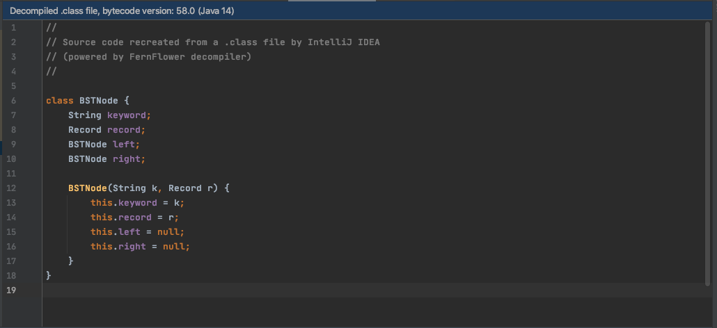 Decompiled .class file, bytecode version: 58.0 (Java | Chegg.com
